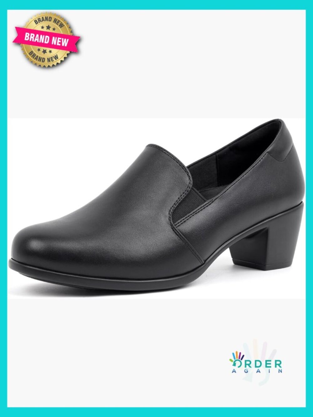 Chunky Block Heel Pumps Comfortable Elastic Slip On Dress Shoes for Work